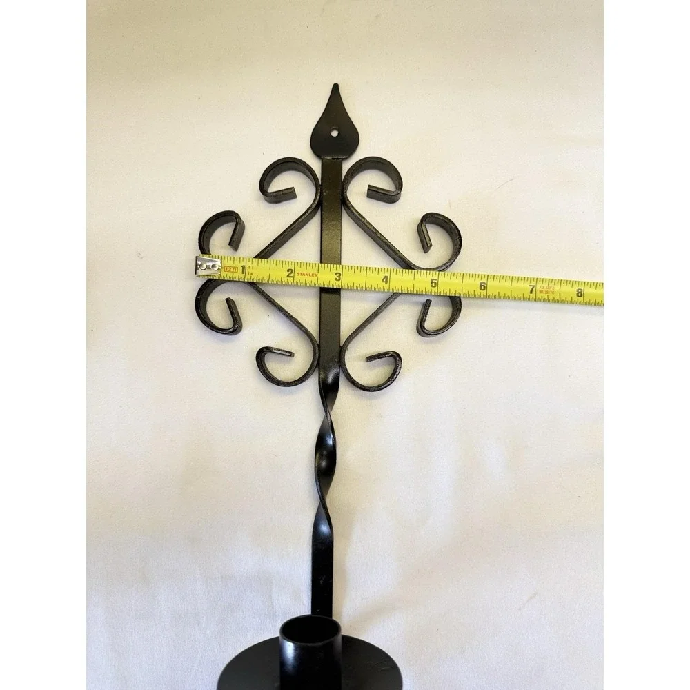 Pair Of Wrought Iron Gothic Southwest Style Wall Sconce Candle Holders 16.5